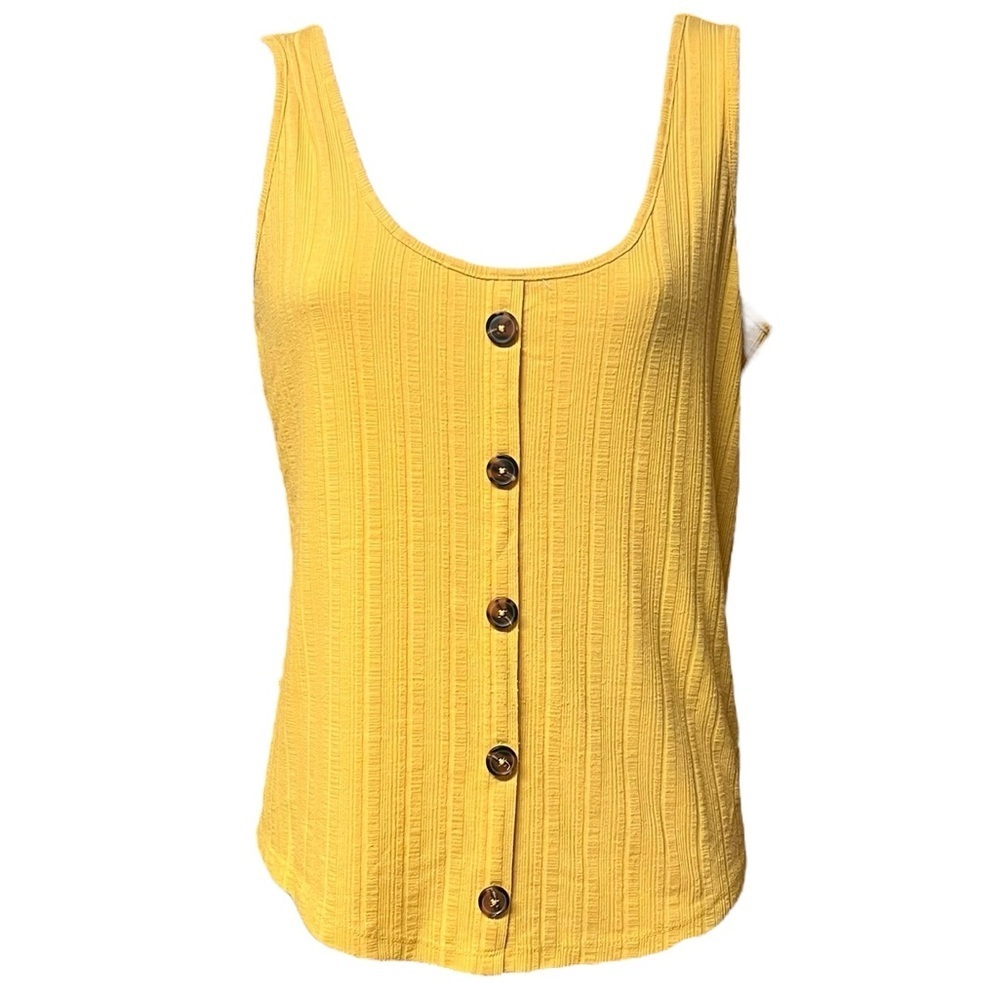 Maurice’s Medium Scoop Round Yellow Button Front Tank Top - Picture 2 of 8